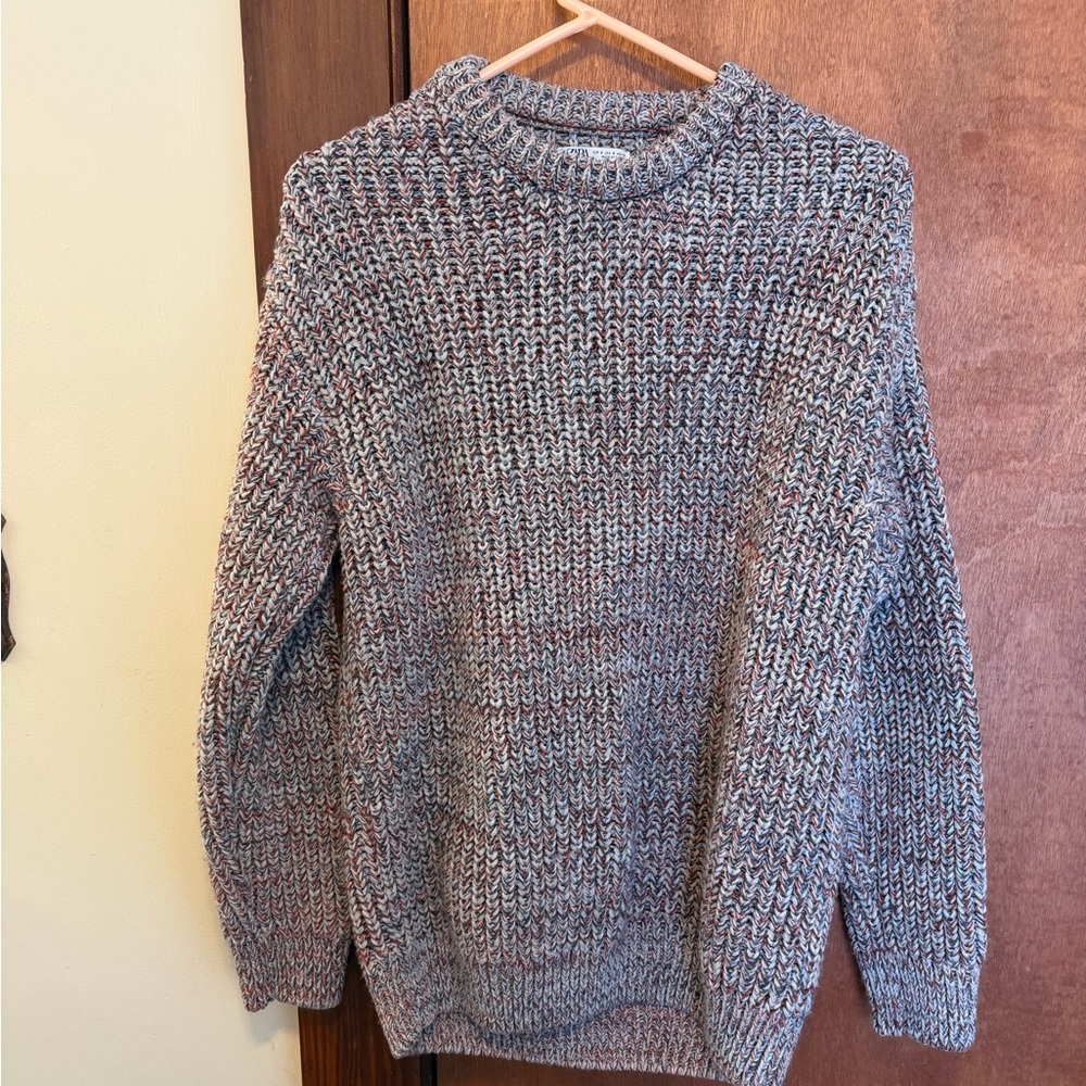 Zara Men's Heathered Crewneck Sweater - Grey Multi